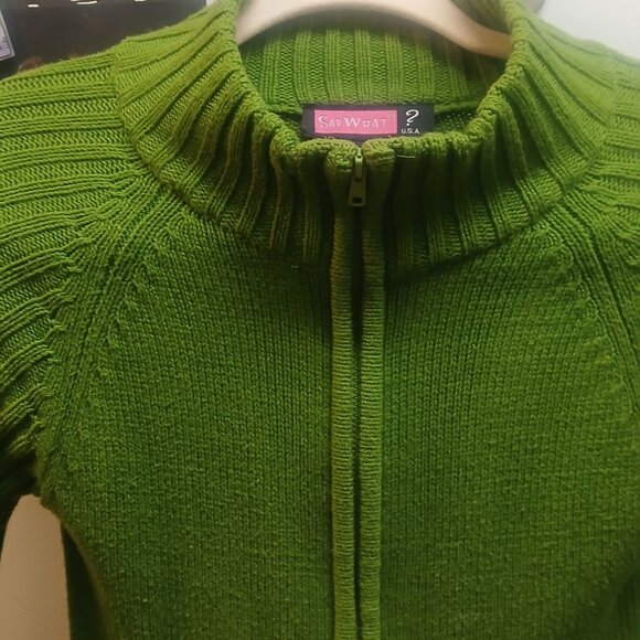 SAY WHAT? KNT | Kelly - Olive Green Ribbed ZIP-UP Cardigan | Size S - NEW - Picture 5 of 9